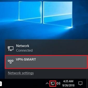 VPN turning ON/OFF in Windows 10.