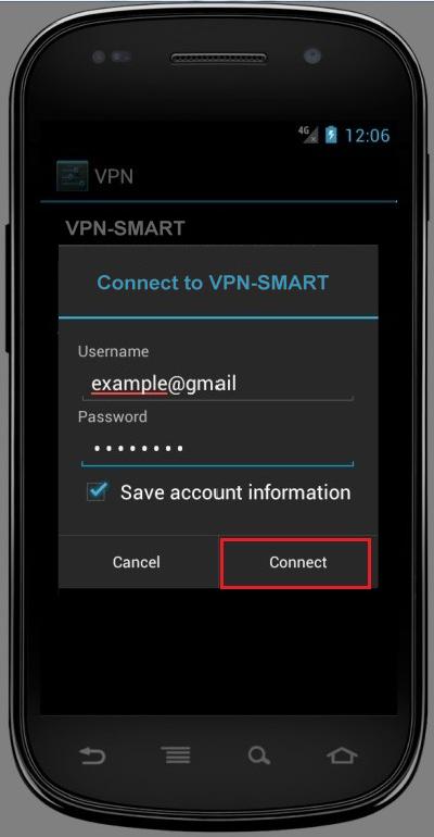Configure VPN PPTP in Android. Step 8-1.