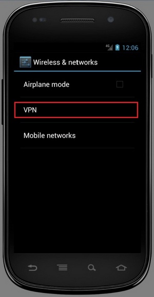 VPN turning on/off in Android. Step 2.