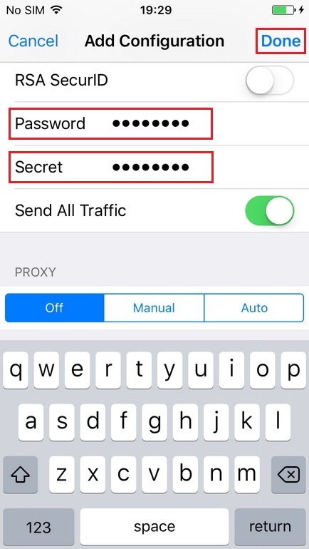 Configure VPN L2TP in iPhone. Step 5-2.