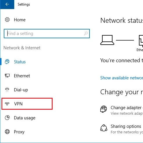 Configure VPN PPTP in Windows 10. Step 3.