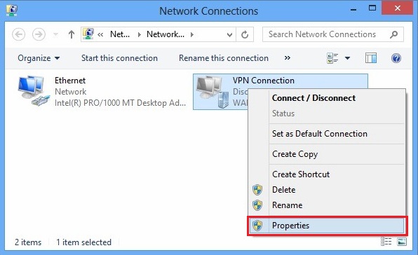 Configure VPN PPTP in Windows 8. Step 7.